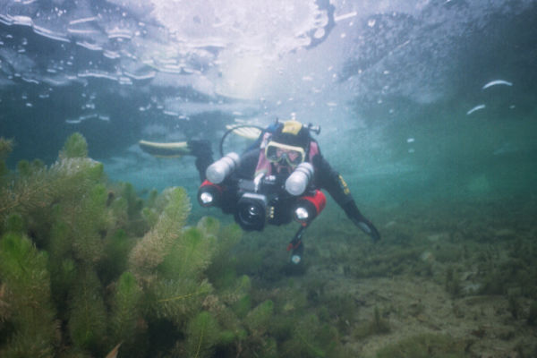 UW-Filmer unter dem Eis